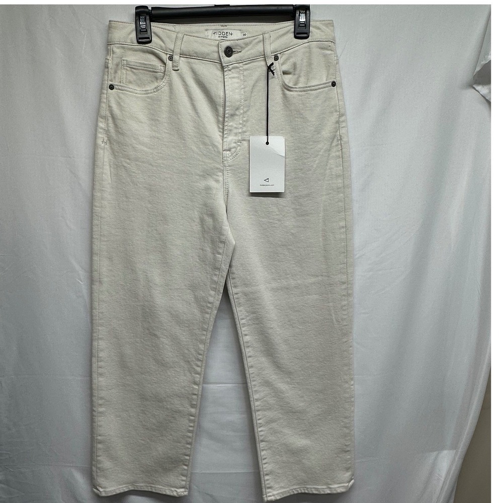 HIDDEN NYC Tracey High Rise Straight Leg Jeans Cream Ecru Size‎ 30 New With Tags